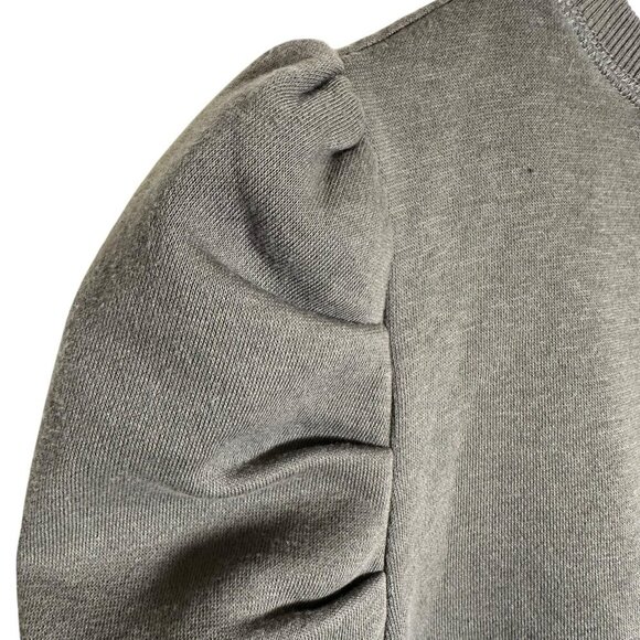 Rebecca Minkoff Janine Puff Sleeve Sweatshirt in Olive Green Small Cotton Blend - Picture 9 of 13
